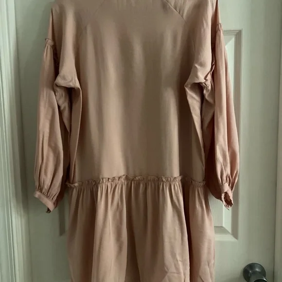 Free People Peach/pink Button Down Babydoll Mini Dress. Oversized. Size S. EUC! - Picture 8 of 12